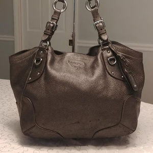 Authentic Prada Grey Glazed leather shoulder bag